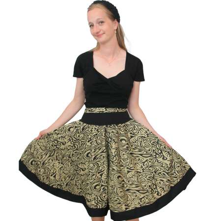 Tellerrock in Schwarz mit Lurex gold